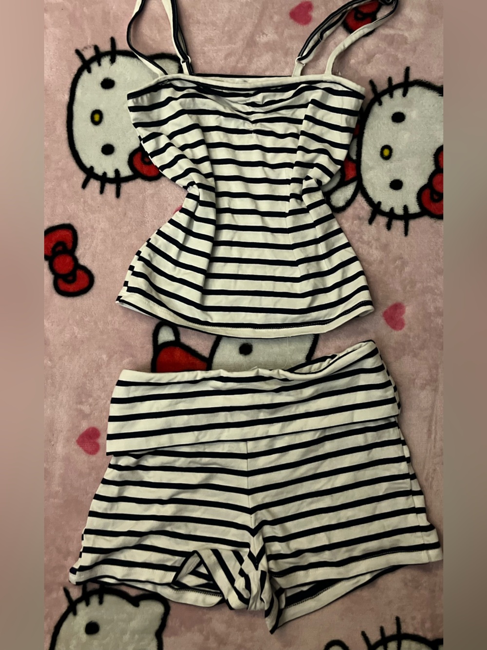 Navy and White Striped Two-Piece Set XS